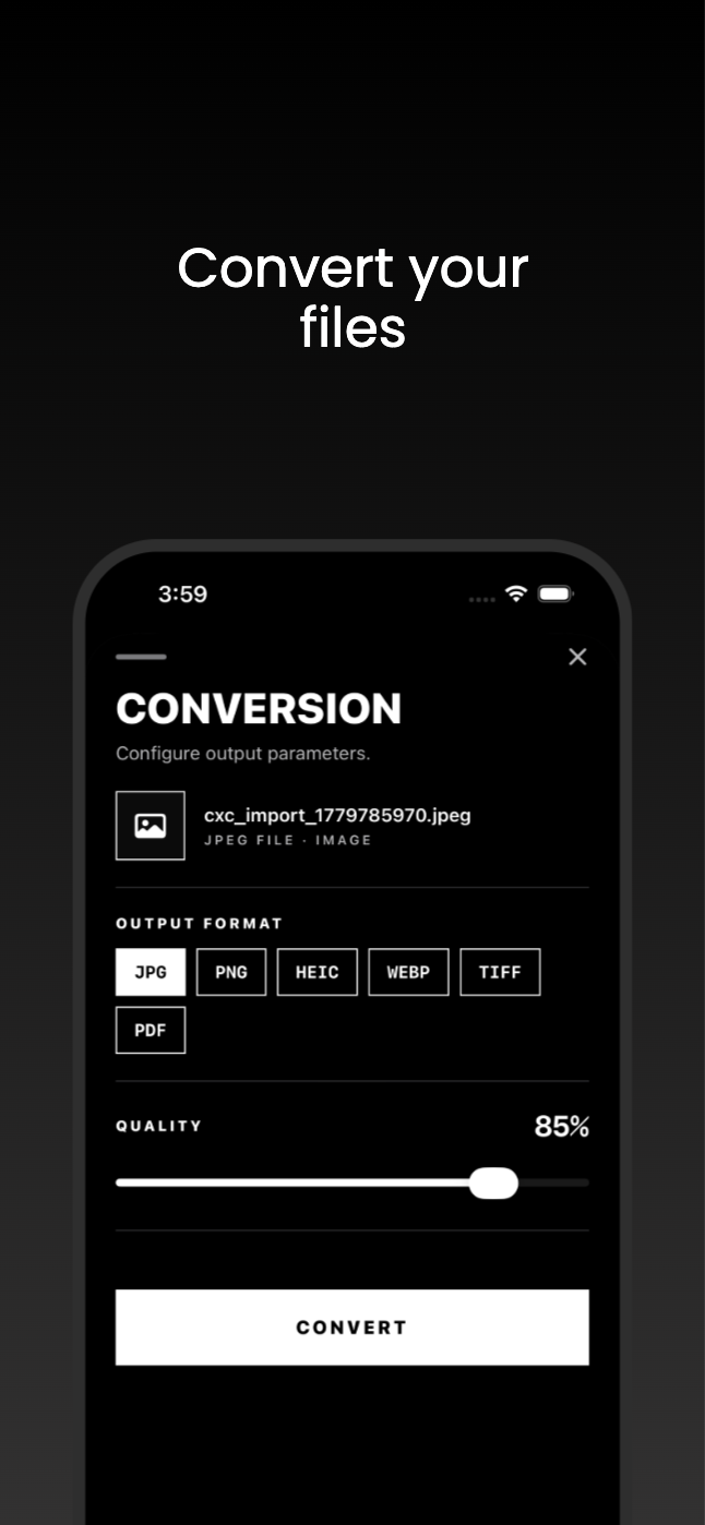 ConverterXCore — Keep it local, success screen